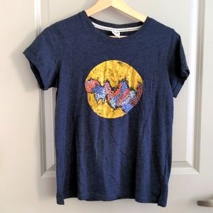 Akemi + kin Anthropologie navy embroidered t-shirt xs